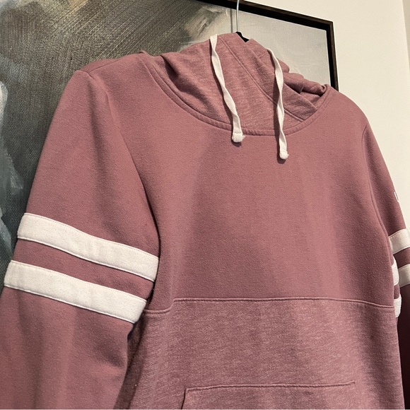 Pink Victoria secret long sleeve stripe kangaroo pocket back logo hoodie S - Picture 3 of 7